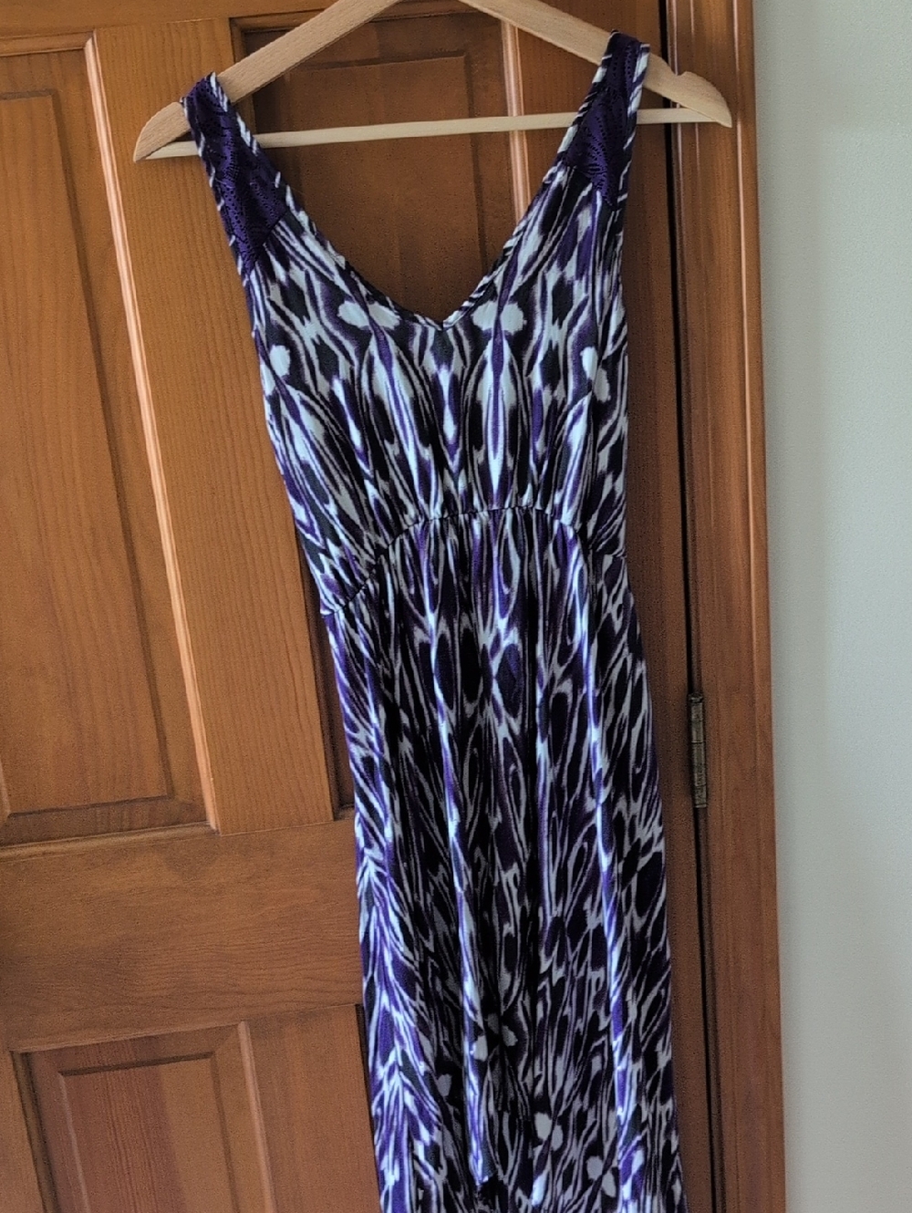 Express Purple and Black Patterned Maxi Dress
